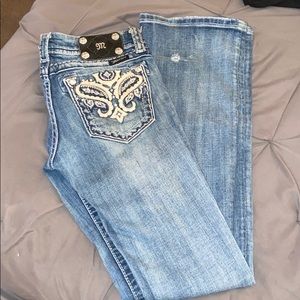 Miss Me Jeans with bedazzled white pocket design